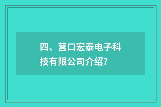 四、营口宏泰电子科技有限公司介绍？