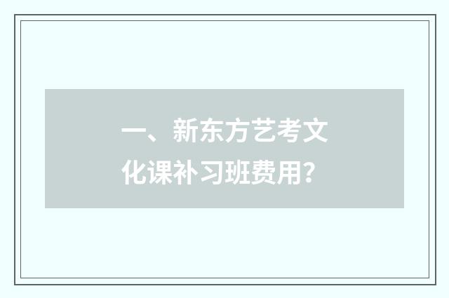 一、新东方艺考文化课补习班费用？