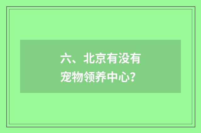 六、北京有没有宠物领养中心？