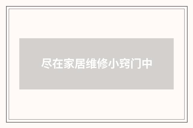 尽在家居维修小窍门中