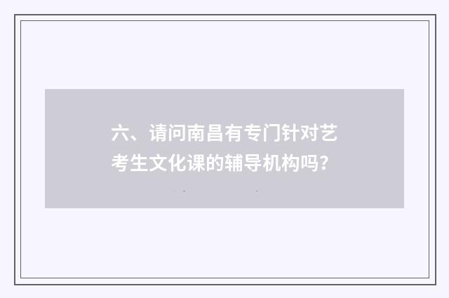 六、请问南昌有专门针对艺考生文化课的辅导机构吗?