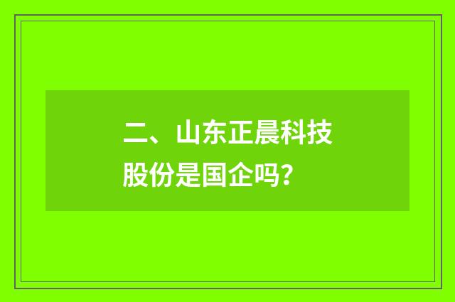 二、山东正晨科技股份是国企吗？