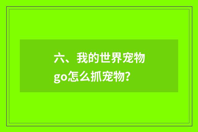 六、我的世界宠物go怎么抓宠物？