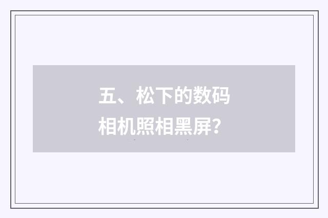 五、松下的数码相机照相黑屏？