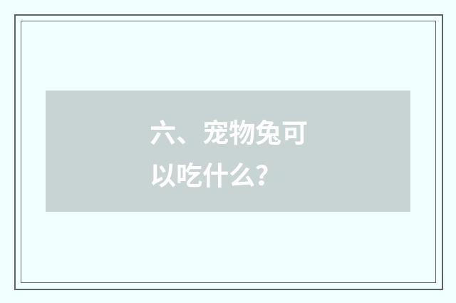 六、宠物兔可以吃什么？
