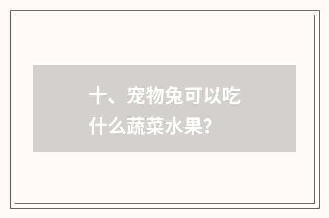 十、宠物兔可以吃什么蔬菜水果？