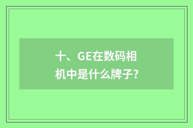十、GE在数码相机中是什么牌子?