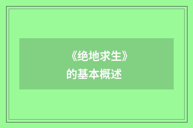 《绝地求生》的基本概述