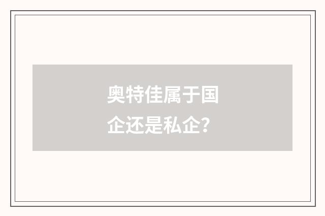 奥特佳属于国企还是私企?