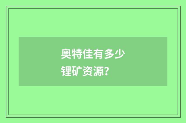 奥特佳有多少锂矿资源？