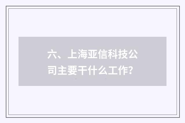 六、上海亚信科技公司主要干什么工作？