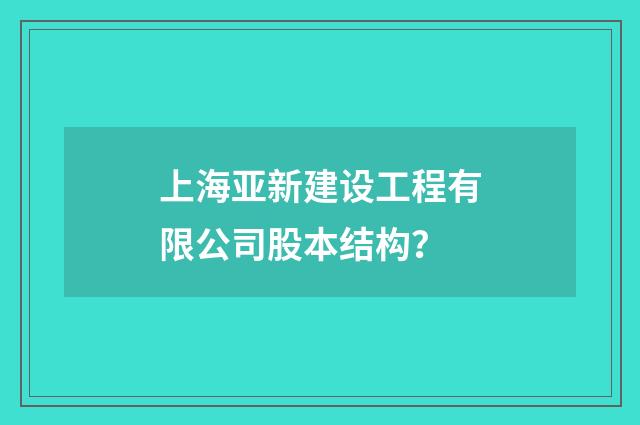 上海亚新建设工程有限公司股本结构？