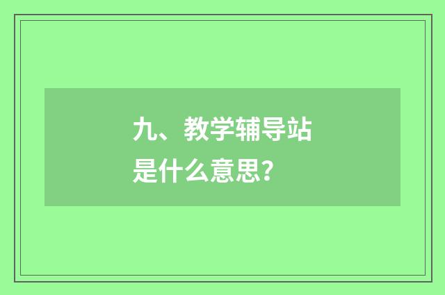 九、教学辅导站是什么意思?