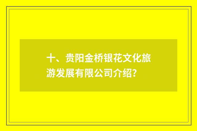 十、贵阳金桥银花文化旅游发展有限公司介绍?