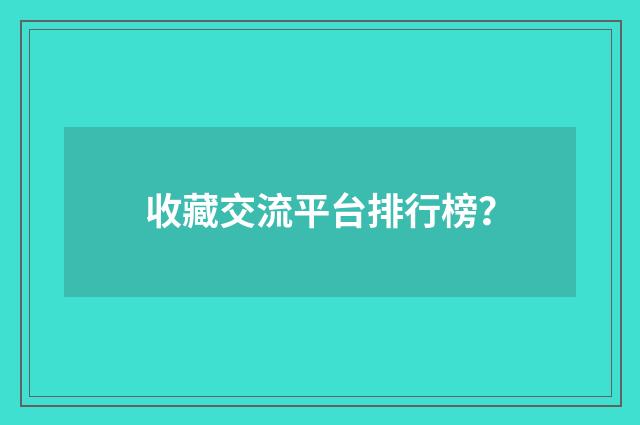 收藏交流平台排行榜？
