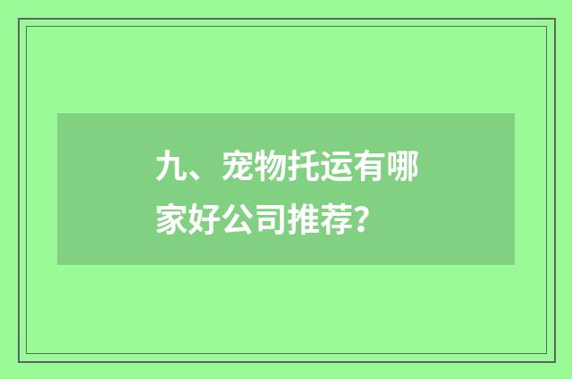 九、宠物托运有哪家好公司推荐?