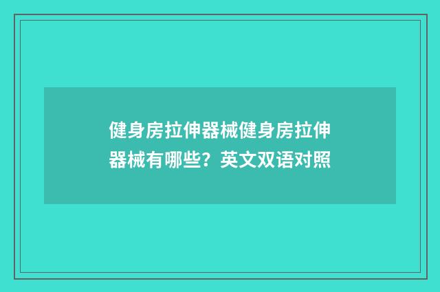 健身房拉伸器械健身房拉伸器械有哪些？英文双语对照