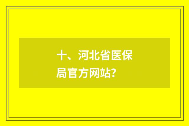 十、河北省医保局官方网站?