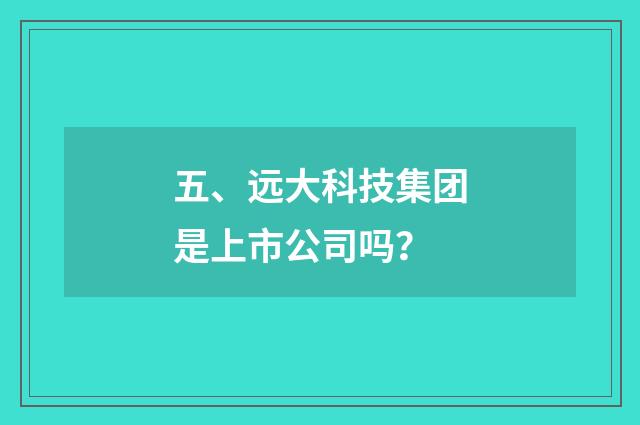 五、远大科技集团是上市公司吗?