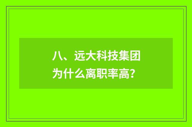 八、远大科技集团为什么离职率高?