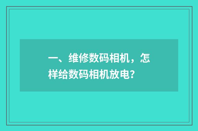 一、维修数码相机，怎样给数码相机放电？