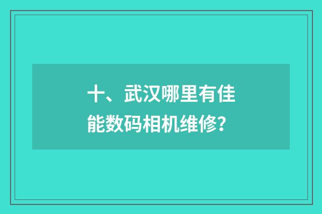 十、武汉哪里有佳能数码相机维修？
