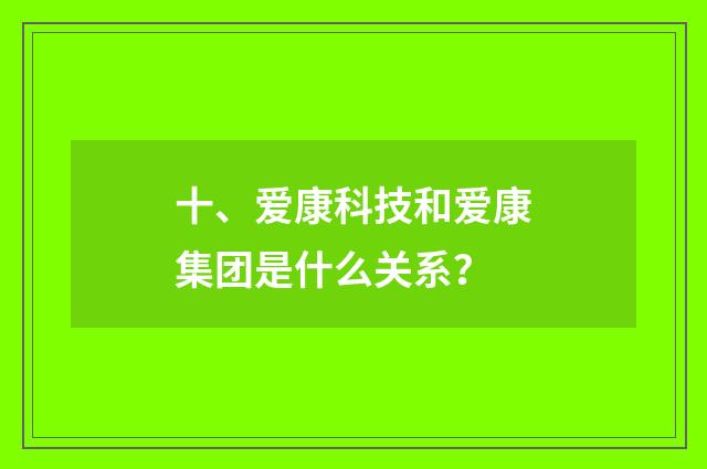 十、爱康科技和爱康集团是什么关系？