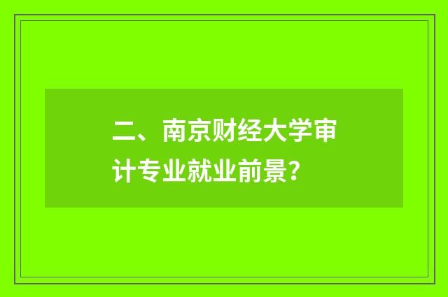 二、南京财经大学审计专业就业前景？