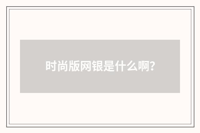 时尚版网银是什么啊？