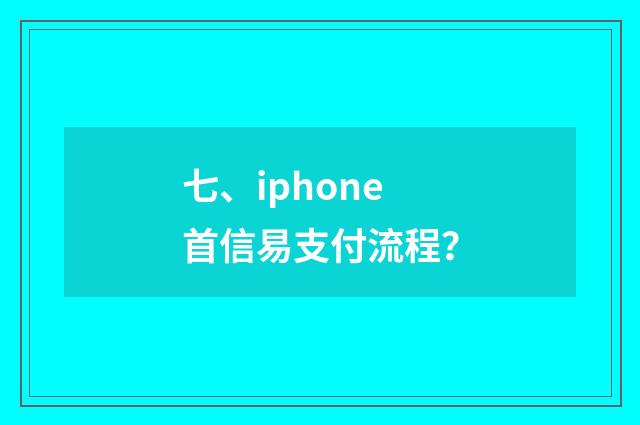 七、iphone首信易支付流程?