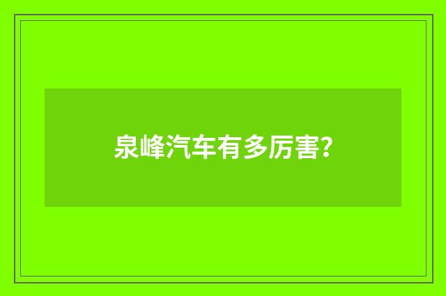 泉峰汽车有多厉害？