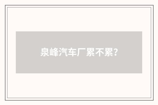 泉峰汽车厂累不累？