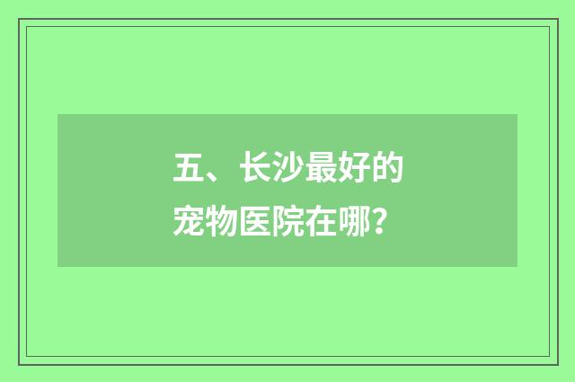 五、长沙最好的宠物医院在哪?