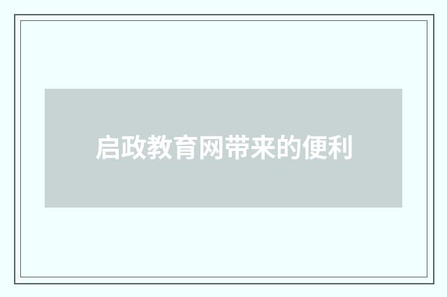 启政教育网带来的便利