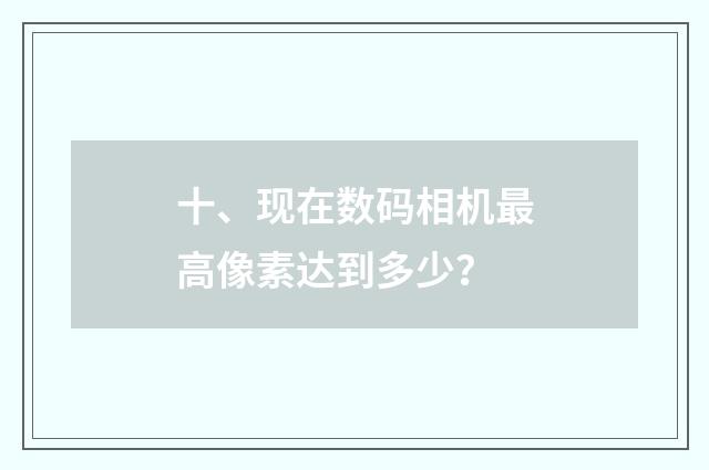 十、现在数码相机最高像素达到多少？