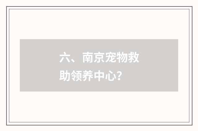六、南京宠物救助领养中心？