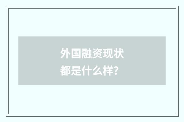 外国融资现状都是什么样？