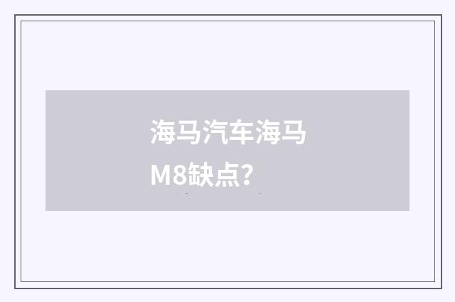 海马汽车海马M8缺点？