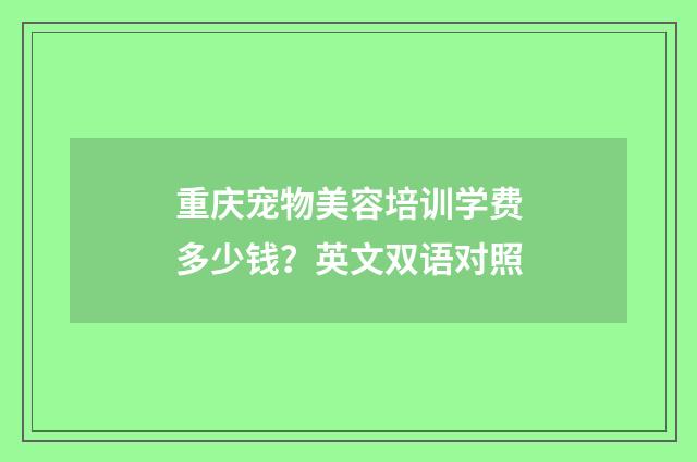 重庆宠物美容培训学费多少钱？英文双语对照