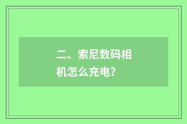 二、索尼数码相机怎么充电？