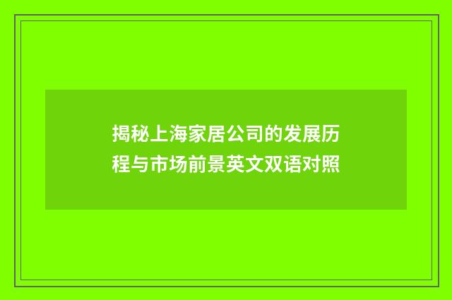 揭秘上海家居公司的发展历程与市场前景英文双语对照