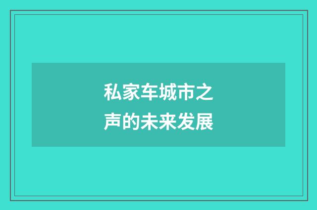 私家车城市之声的未来发展
