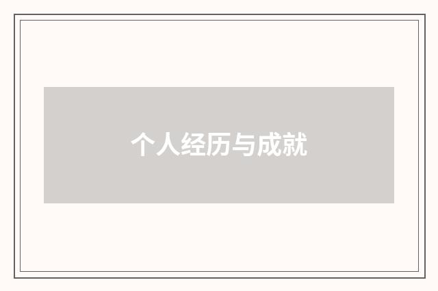 个人经历与成就