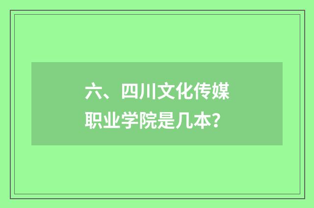 六、四川文化传媒职业学院是几本?
