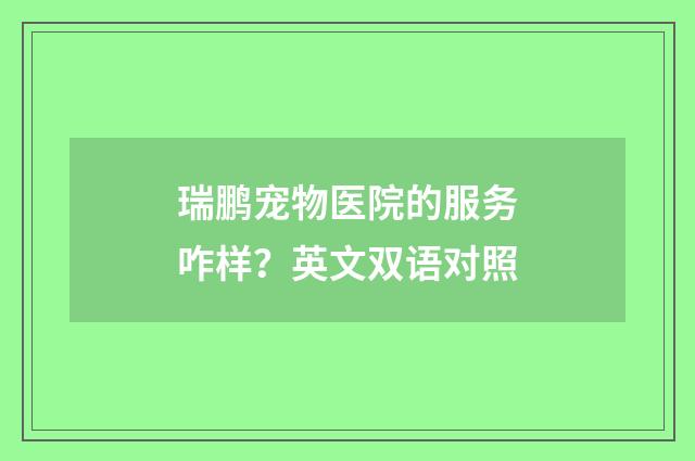 瑞鹏宠物医院的服务咋样？英文双语对照