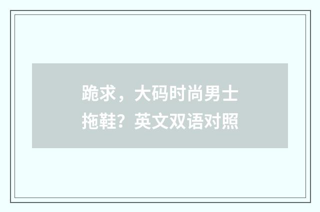 跪求，大码时尚男士拖鞋？英文双语对照