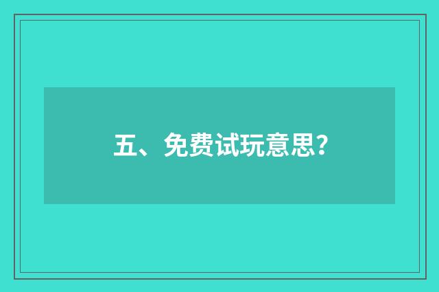 五、免费试玩意思？