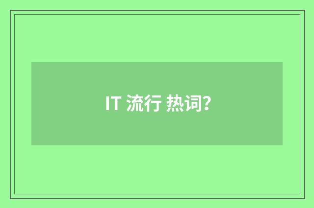 IT 流行 热词？