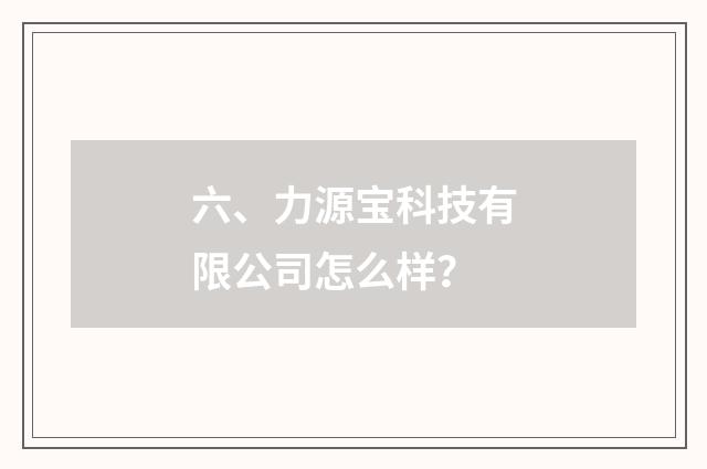 六、力源宝科技有限公司怎么样？