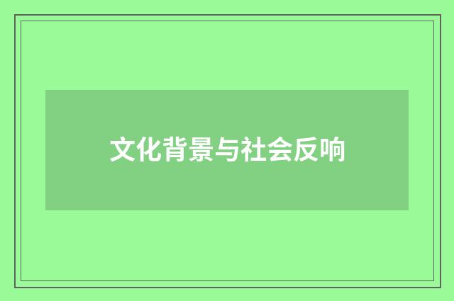 文化背景与社会反响